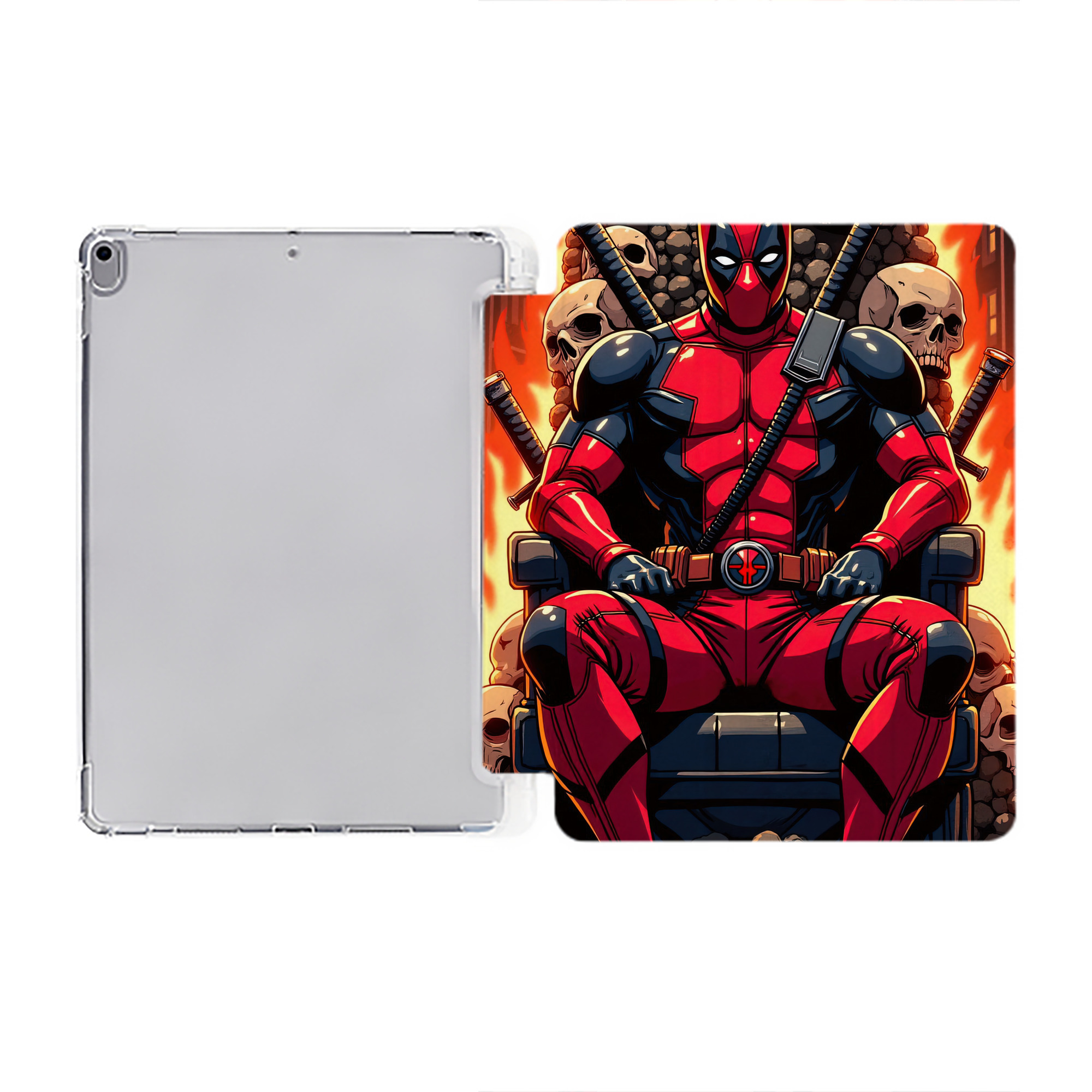 （画像用） Deadpool デッドプール IPad ケース ペン収納付き 三つ折りスタンド PUレザー×シリコン 対応機種9.5/10.5/10.9インチ